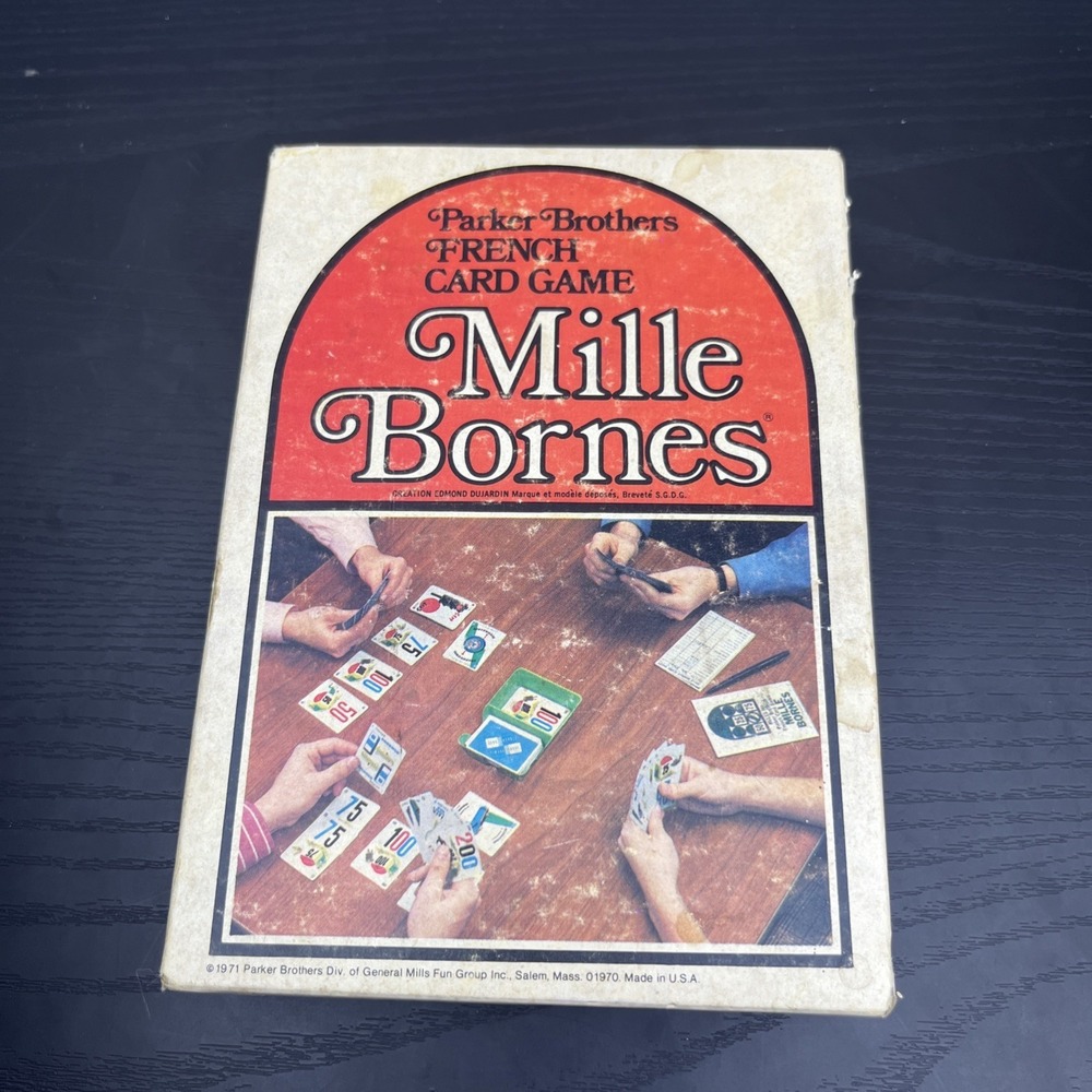 1971 Parker Brothers Mille Bornes French Card Game 100% Complete In Box